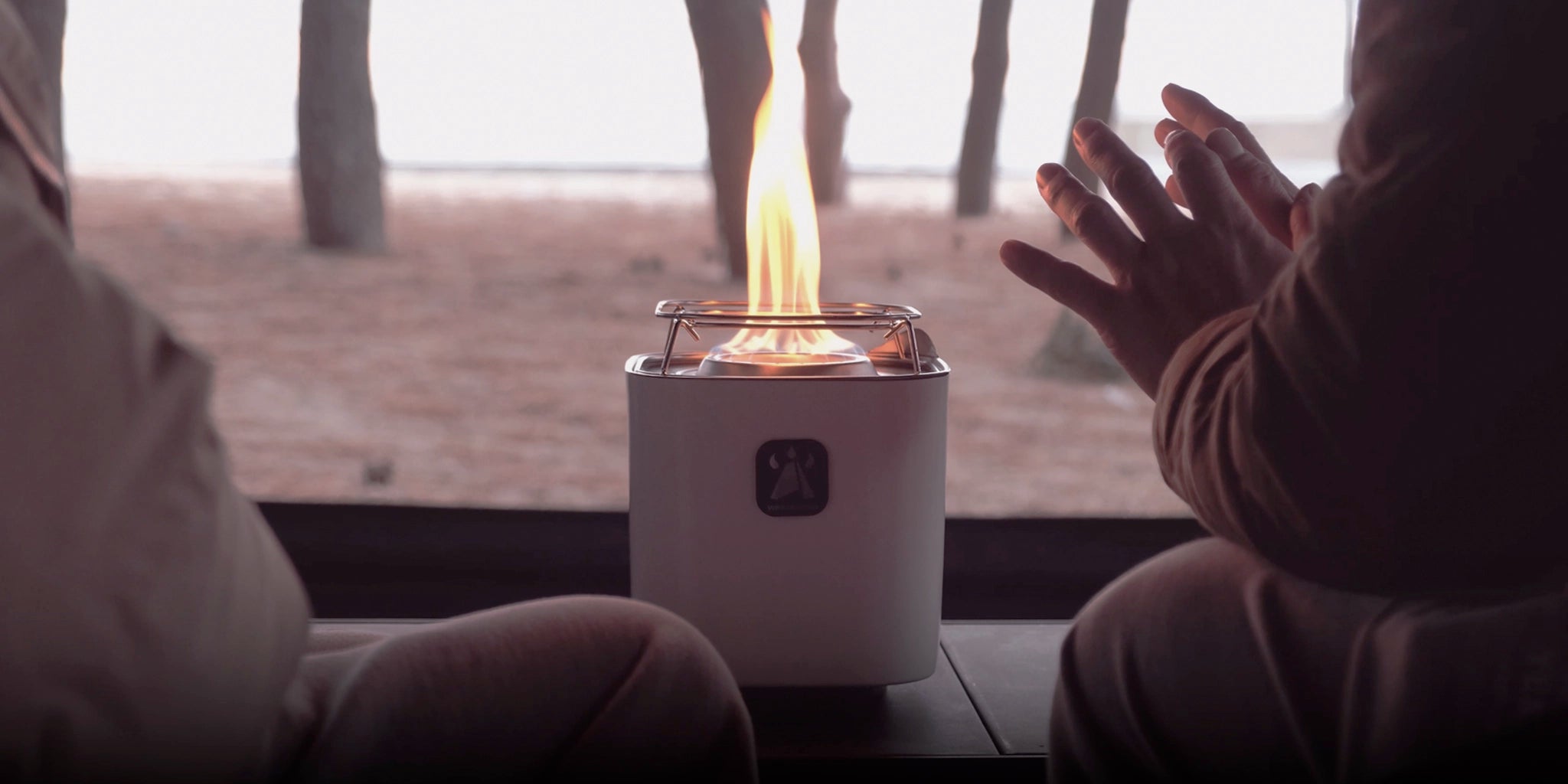 Warming hands with BondStove Mini Alcohol flame