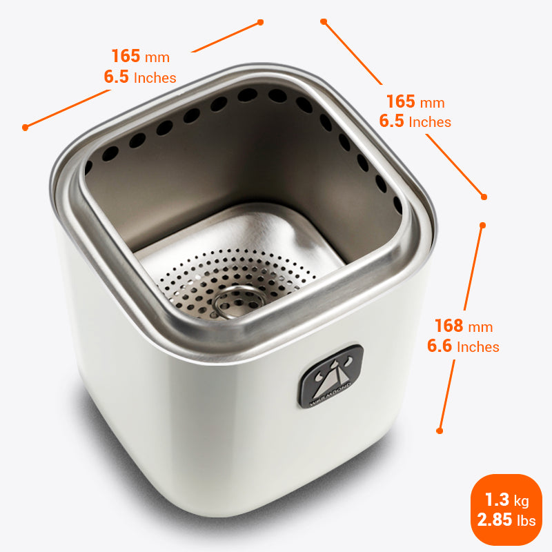 Left-side top view at 45 degrees of bondstove mini galaxy white