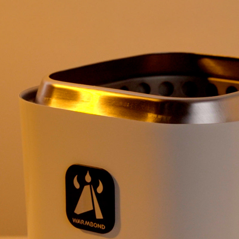 WARMBOND BondStove Mini square rounded corner design featuring modern minimalist portable smokeless fire pit styling